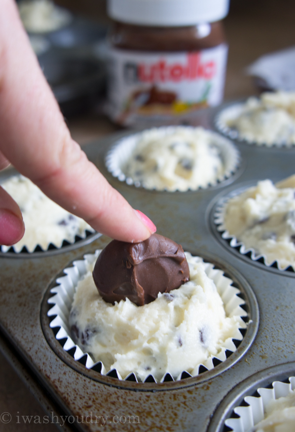 Nutella Stuffed Chocolate Chip Muffins | I Wash You Dry