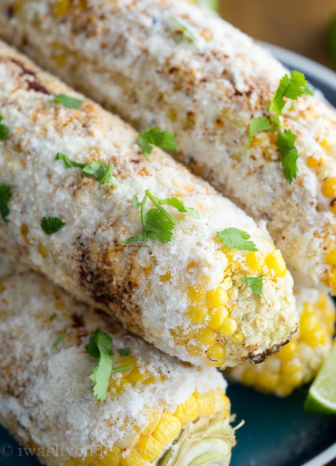 Elote Mexican Grilled Corn is a super quick and tasty way to eat corn this Summer!