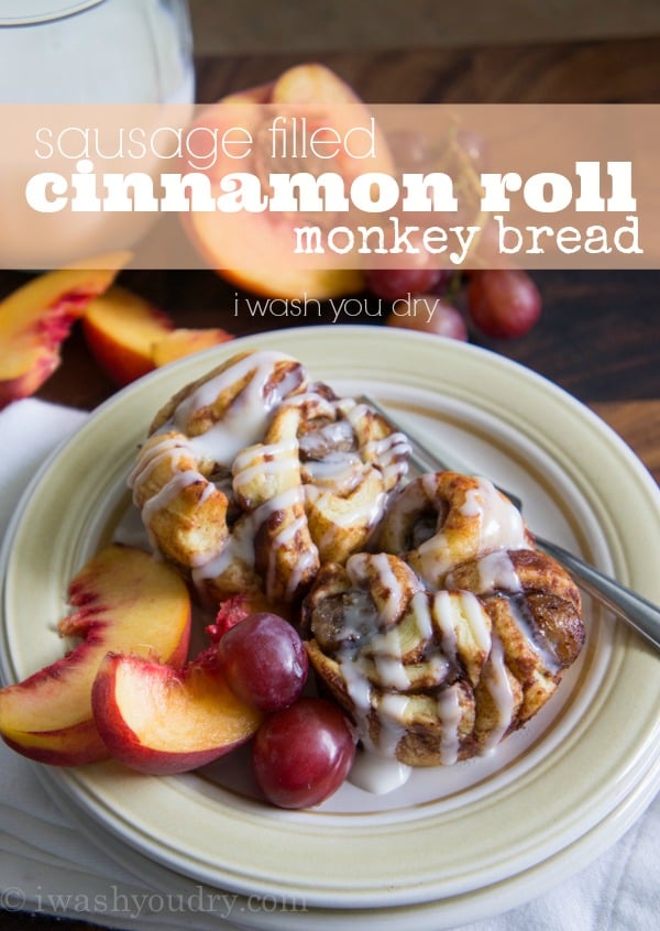 Sausage Filled Cinnamon Roll Monkey Bread