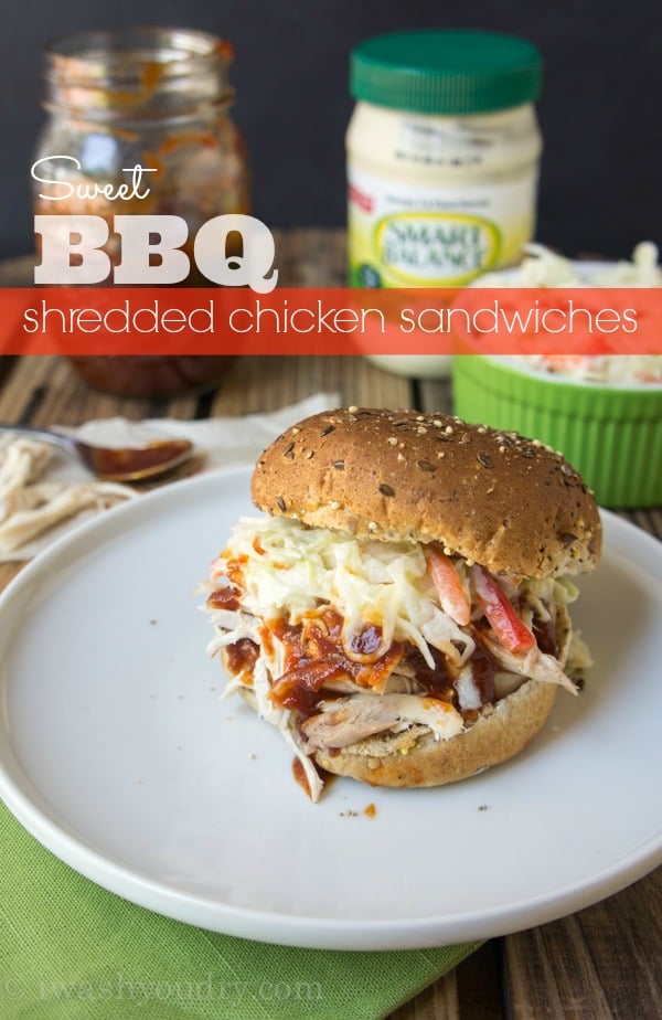Sweet BBQ Shredded Chicken Sandwiches - Vote for this recipe by @iwashyoudry here: https://www.facebook.com/smartbalance/app_209700709180942