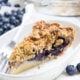 Blueberry Crumble Cream Pie! A combination of a blueberry crumble, cake and pie!!