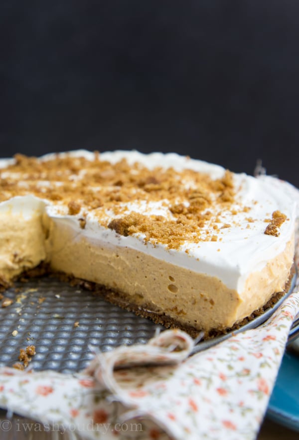 No Bake Pumpkin Cheesecake with a gingersnap crust!