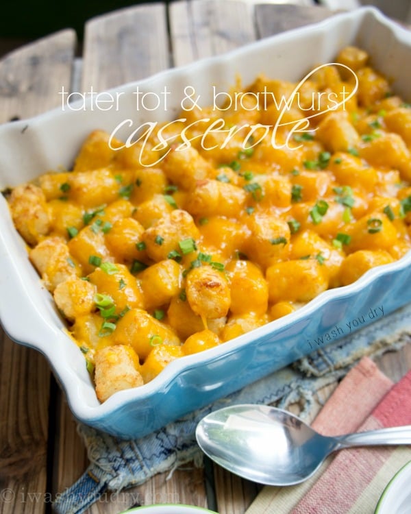 Cheesy Tater Tot & Bratwurst Casserole