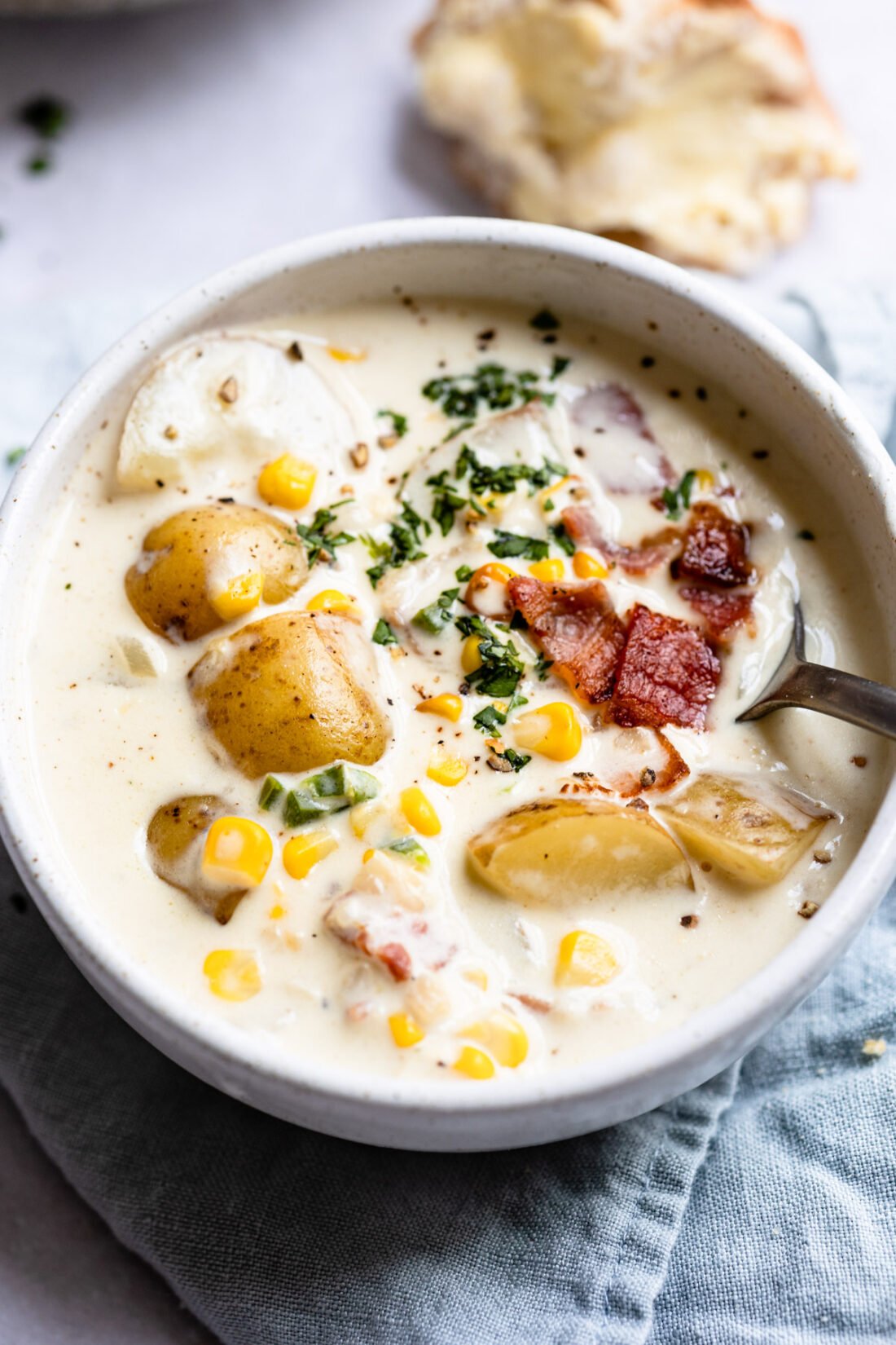 Roasted Corn and Potato Chowder - I Wash You Dry