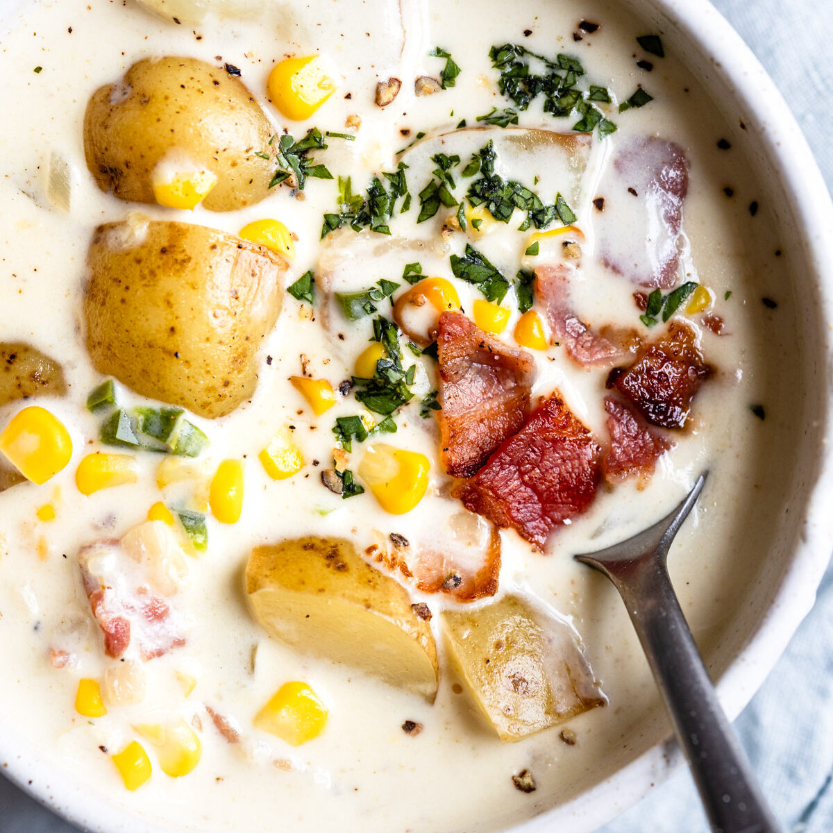 Roasted Corn and Potato Chowder - I Wash You Dry