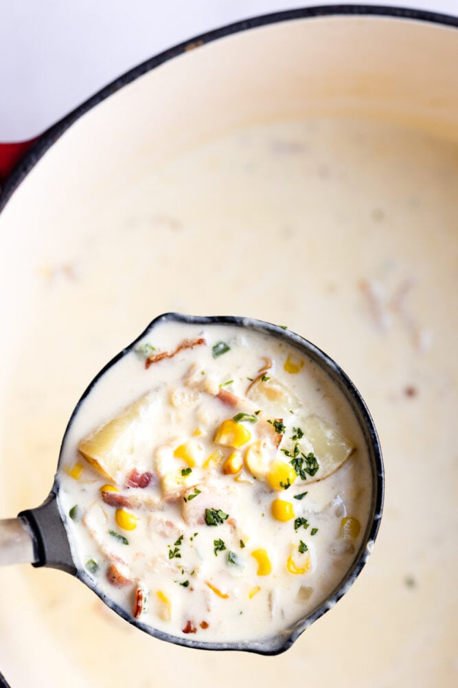 thick and creamy chowder with corn and potatoes