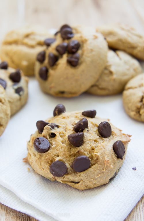 3 Ingredient Pumpkin Cloud Cookies with Chocolate Chips