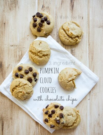 3 Ingredient Pumpkin Cloud Cookies with Chocolate Chips