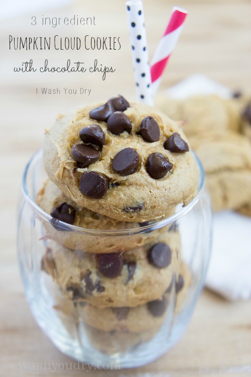 3 Ingredient Pumpkin Cloud Cookies with Chocolate Chips