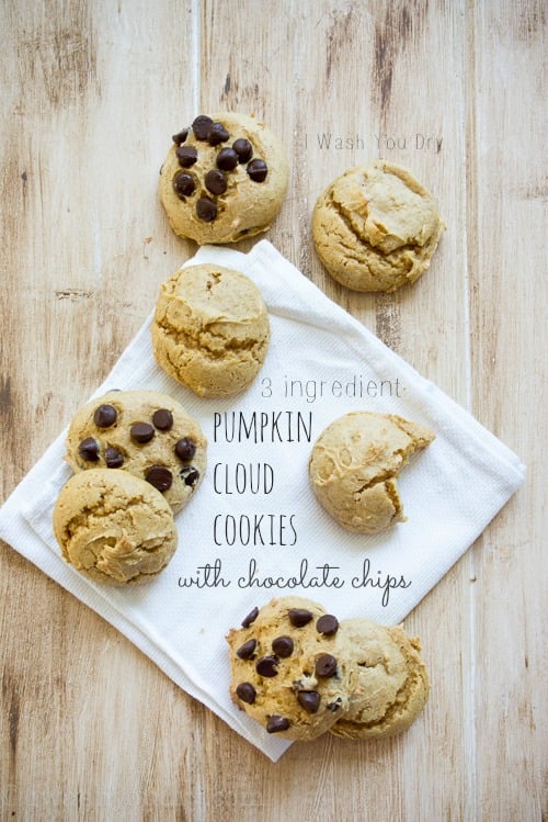 3 Ingredient Pumpkin Cloud Cookies with Chocolate Chips