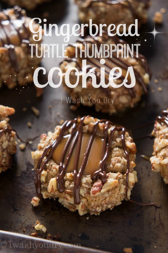 Gingerbread Turtle Thumbprint Cookies