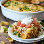 Top this delicious cheesy casserole with all your favorite taco toppings for a complete meal!