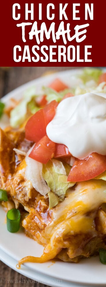 This Chicken Tamale Casserole is a quick and easy way to satisfy your craving for authentic Mexican tamales! It's a family favorite!