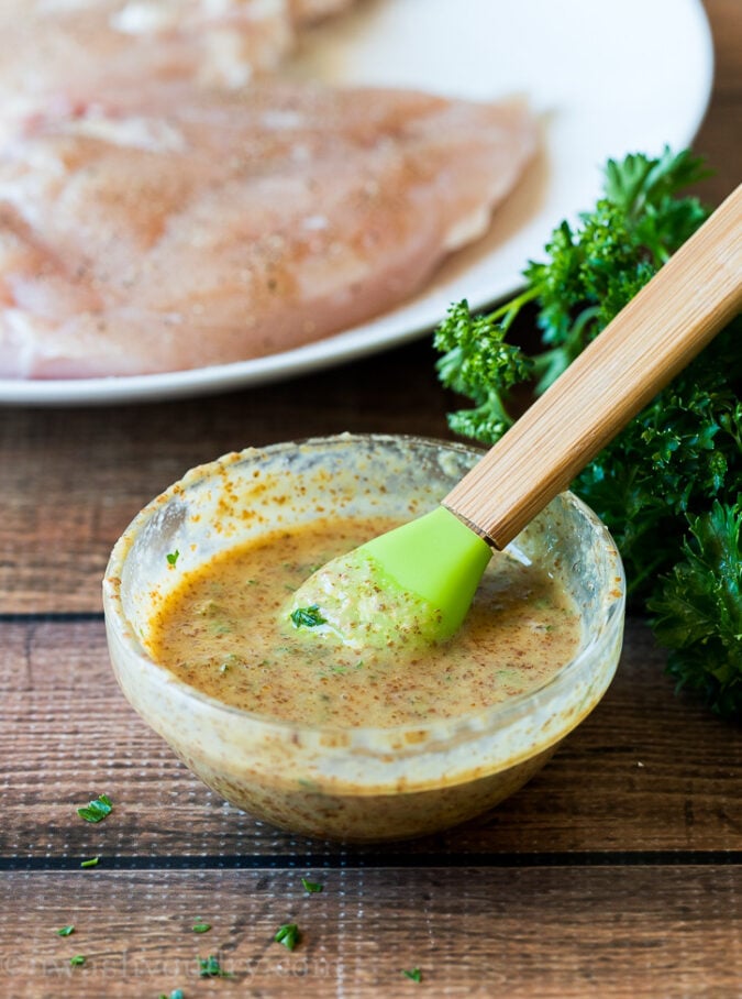 Baste your grilled chicken with this super simple Honey Dijon Mustard Sauce and you'll be shocked at how delicious it is!