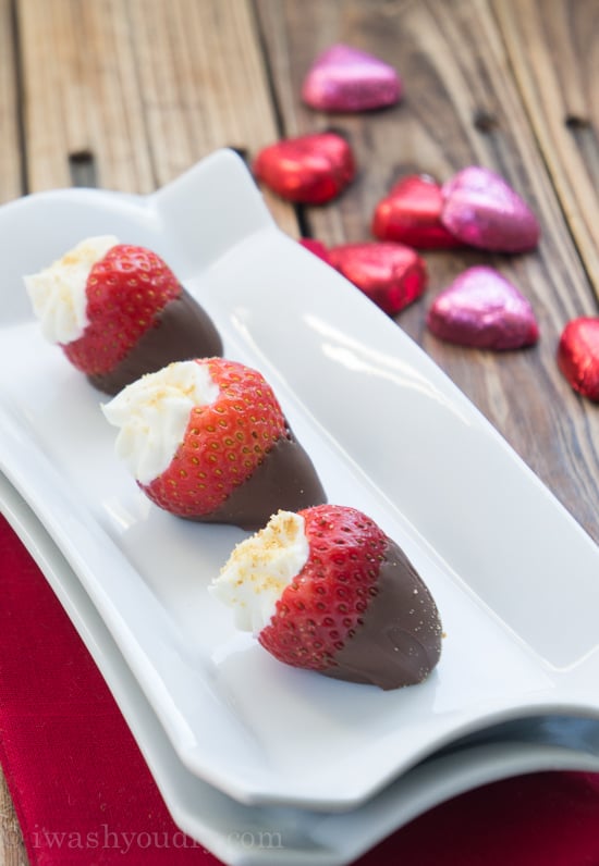 Chocolate Dipped Cheesecake Stuffed Strawberries