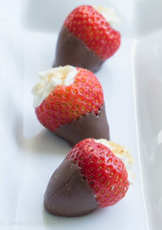 Chocolate Dipped Cheesecake Stuffed Strawberries