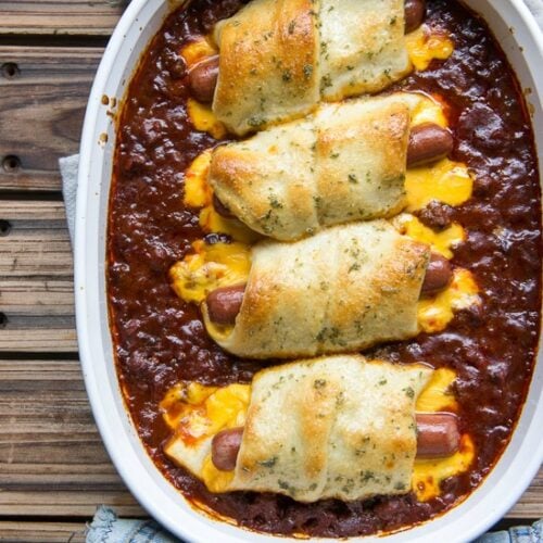 Easy Baked Chili Cheese Dogs