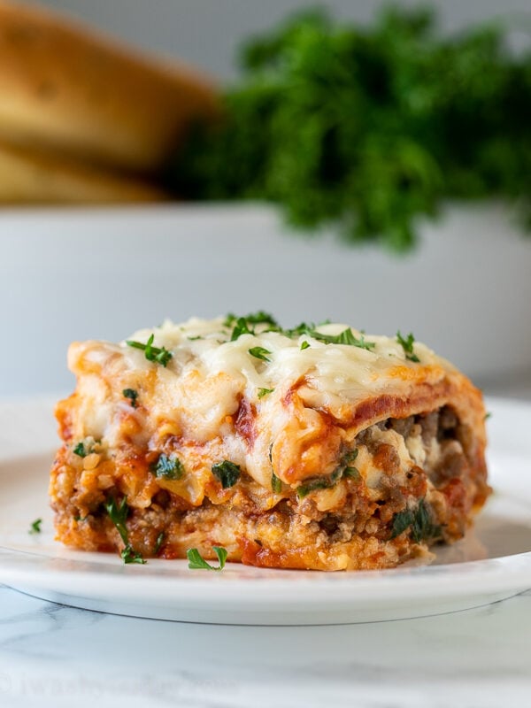 EASY Lasagna Recipe that's sliceable too!