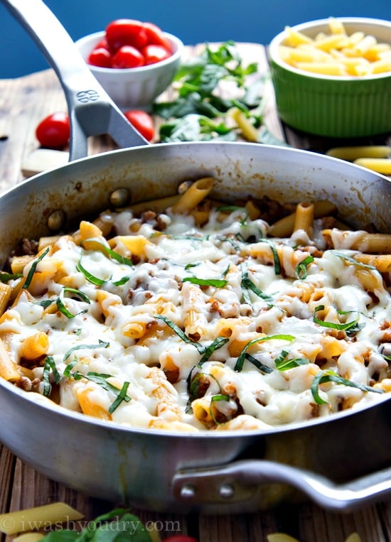 One Skillet Baked Ziti