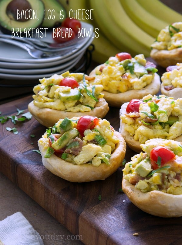 Bacon Egg and Cheese Breakfast Bread Bowls!