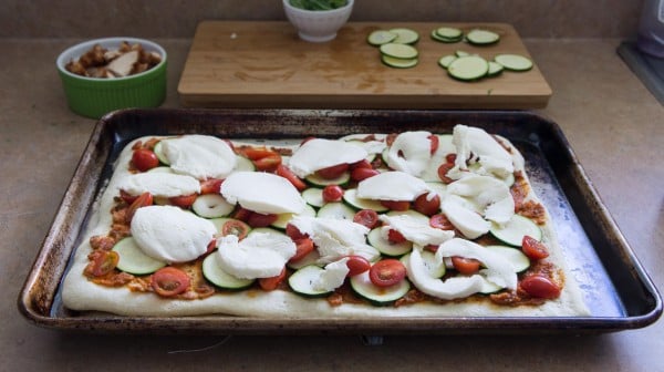 Garden Pizza with Sun Dried Tomato Pesto