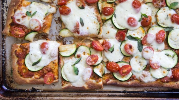 Garden Pizza with Sun Dried Tomato Pesto