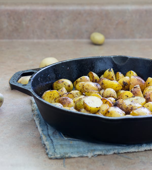 10 minute Pan Roasted Lemon Potatoes with Dill