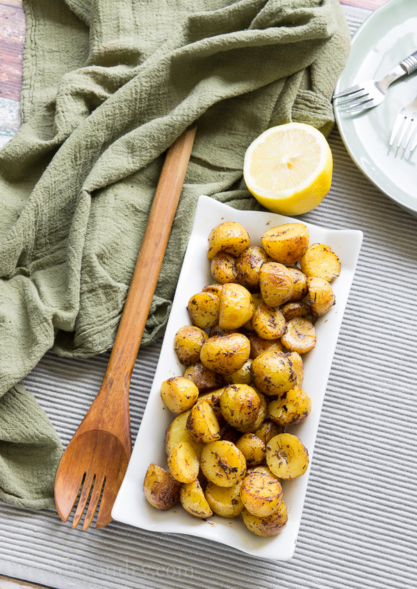 10 minute Pan Roasted Lemon Potatoes with Dill