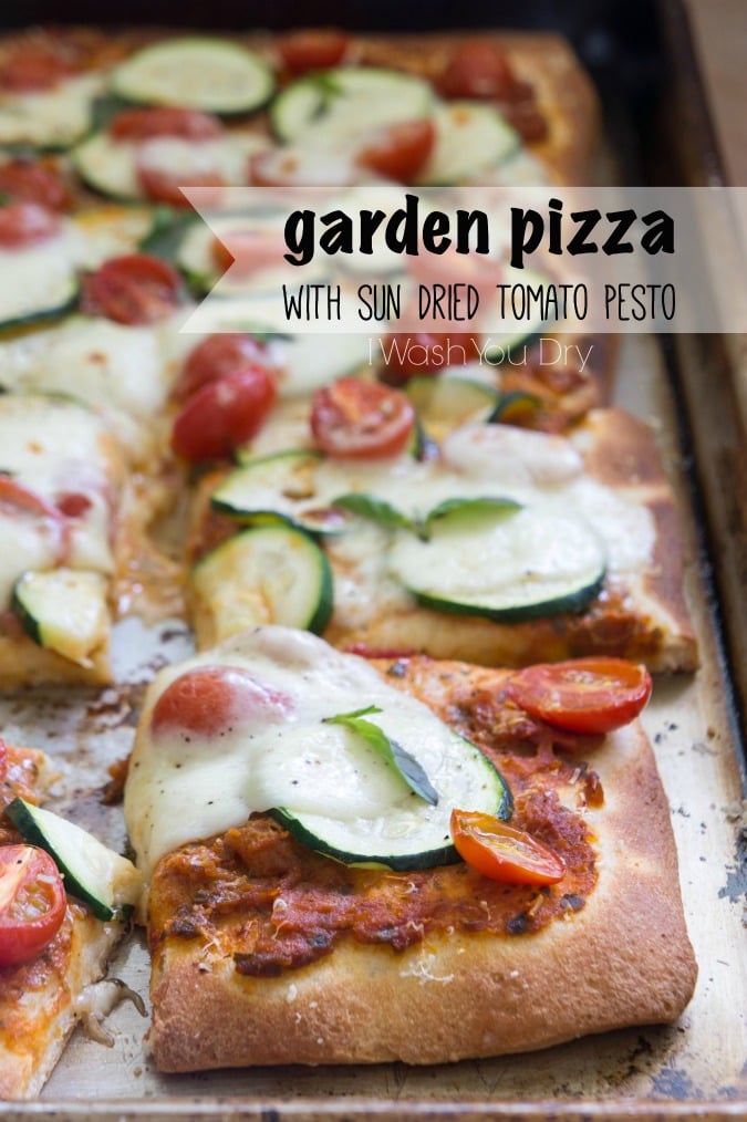Garden Pizza with Sun Dried Tomato Pesto
