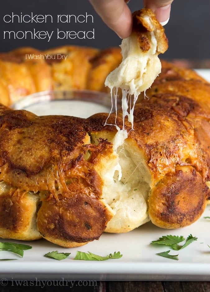 Cheesy Chicken Ranch Monkey Bread … with bacon!! Of course! 