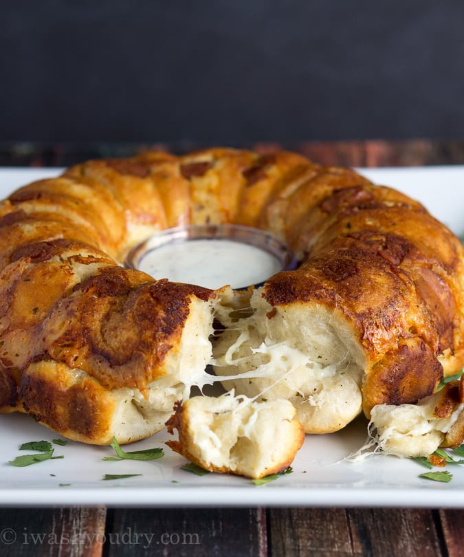 Cheesy Chicken Ranch Monkey Bread… with bacon!! Of Course! 