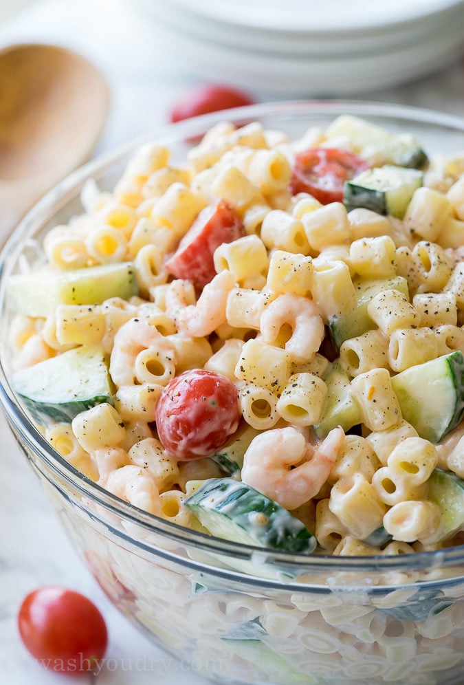 Shrimp Pasta Salad - Sugar Spun Run