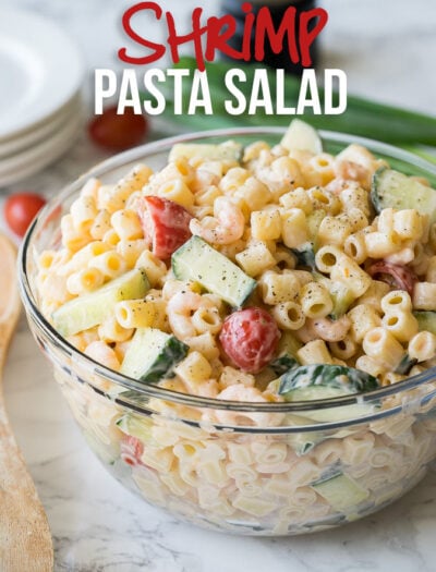 This Shrimp Pasta Salad is beyond delicious! So easy to make and the family LOVES it!
