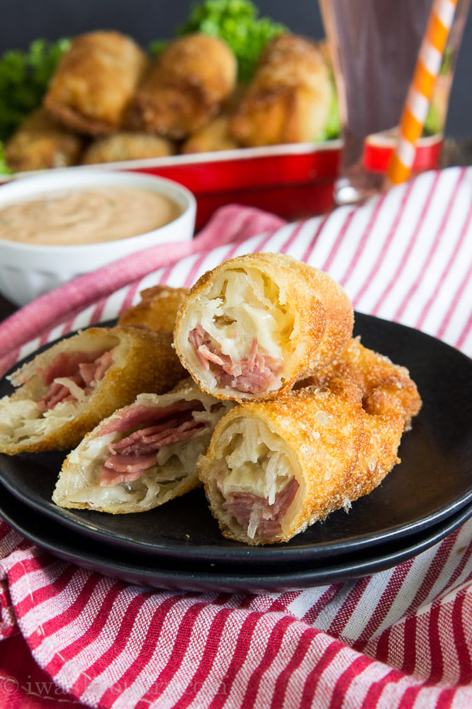 Baked Reuben Egg Rolls • Curious Cuisiniere