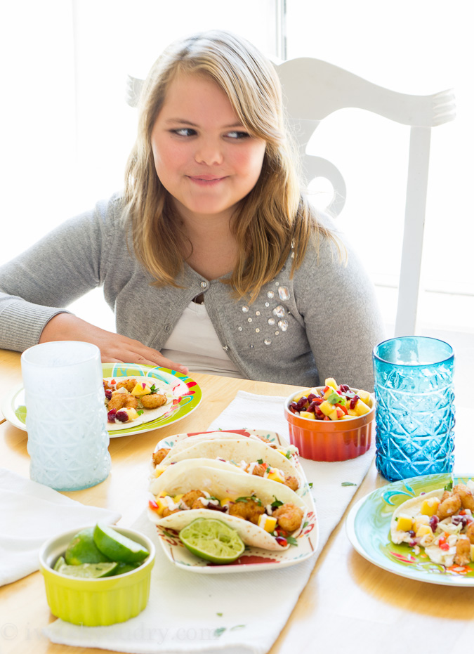 Crispy Shrimp Tacos with Mango-Cranberry Salsa! 