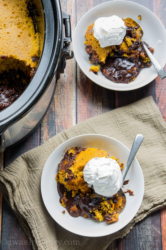 Crock Pot Pumpkin Chocolate Lava Cake