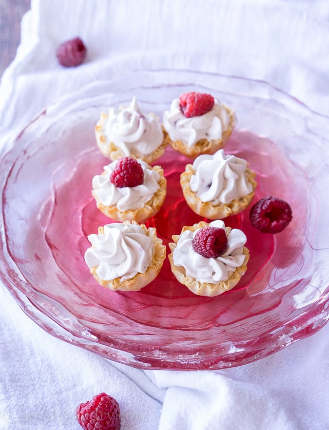 White Chocolate Raspberry Mousse Tartlets