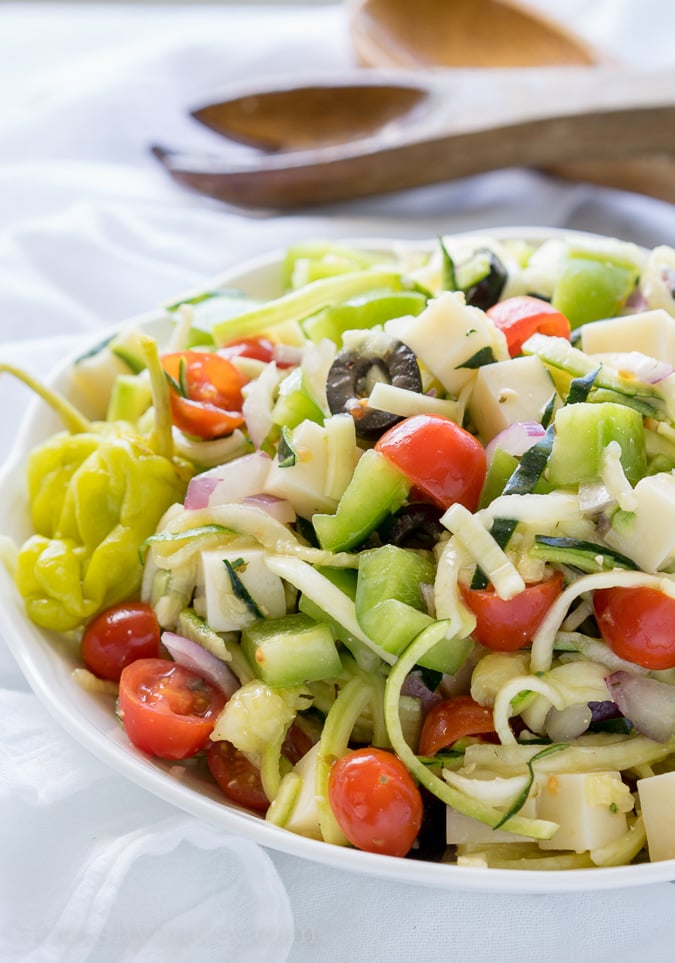 Antipasto Zoodle Salad - I Wash You Dry