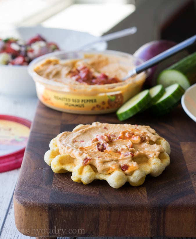 Savory Hummus Waffle Pizza