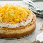 Coconut Cheesecake with Pineapple and Mango