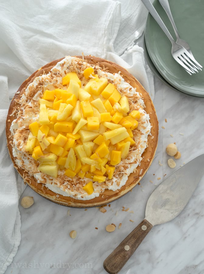 Coconut Cheesecake with Pineapple and Mango