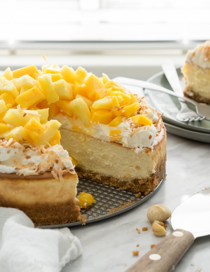 Coconut Cheesecake with Pineapple and Mango