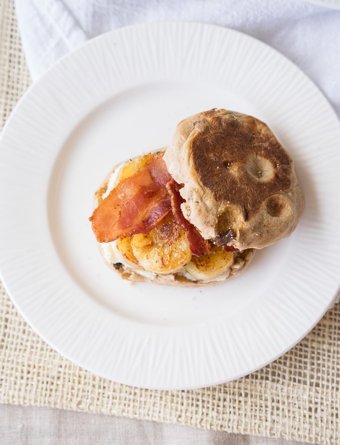 Fried Banana and Bacon Breakfast Sandwich