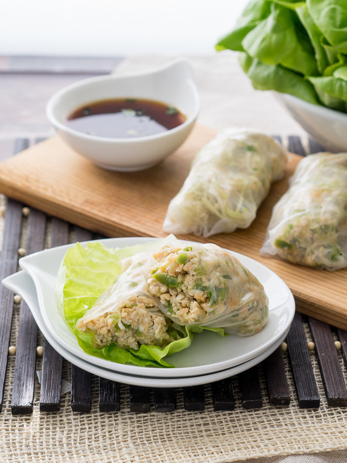 Asian Chicken Lettuce Wrap Spring Rolls