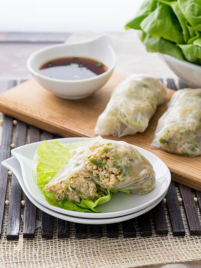 Asian Chicken Lettuce Wrap Spring Rolls