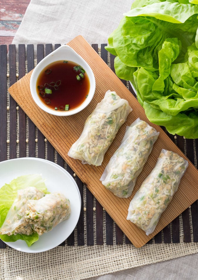 Asian Chicken Lettuce Wrap Spring Rolls