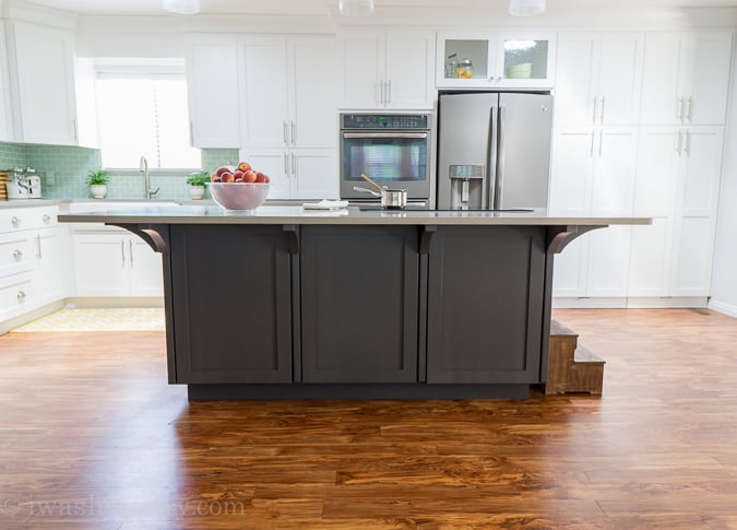 Secret Cabinet Storage under island for extra kitchen items you don't use daily! 