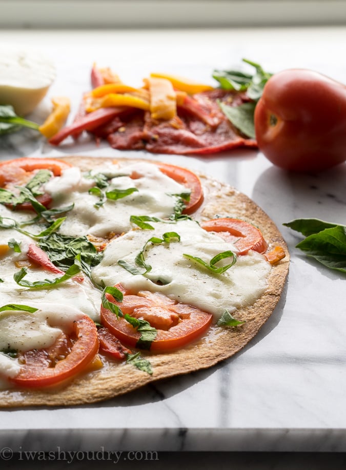 Cheesy Red Pepper Tortilla Pizza