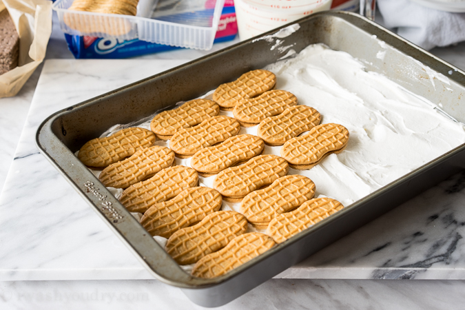 No Bake Peanut Butter Cookies and Cream Icebox Cake