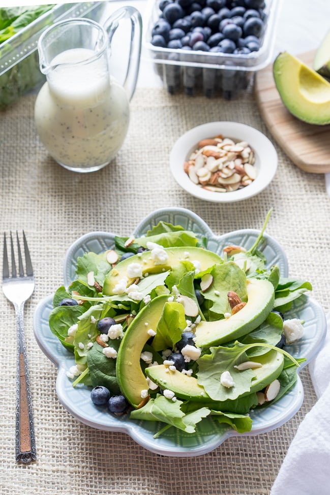 Superfood Avocado Blueberry Salad with Lemon Poppyseed Dressing!